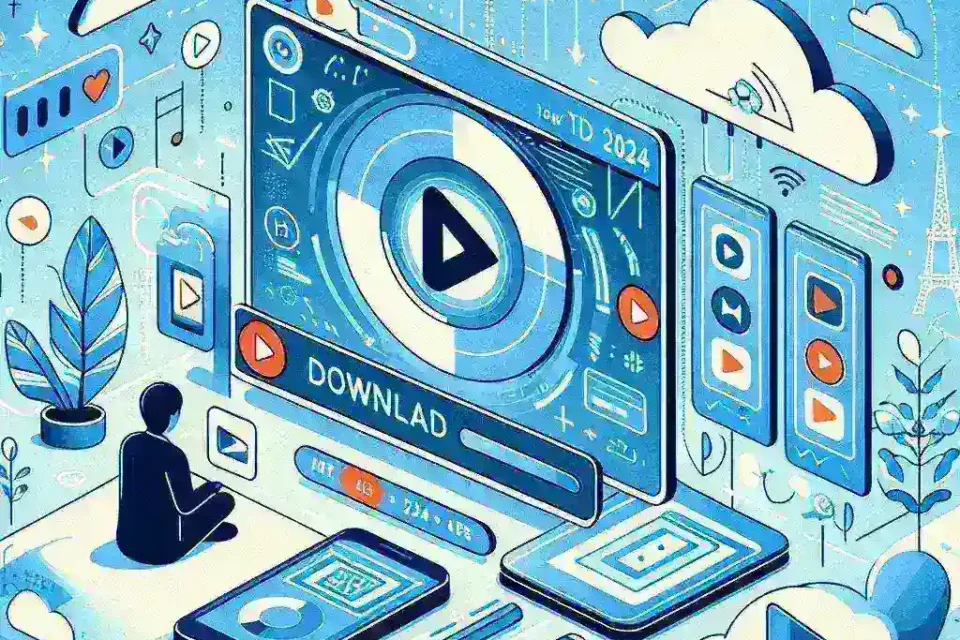 "Person using a laptop to download YouTube videos with software tool, illustrating tips from the Ultimate Guide to YouTube Video Downloaders for 2024."